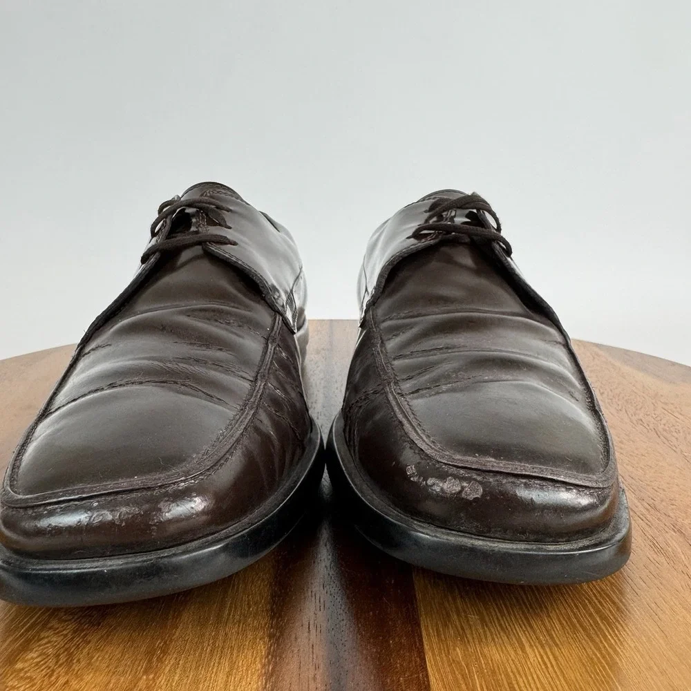 Mens Tod's Brown‎ Patent Leather Casual Comfort Lace Up Driving Shoes Size 8 D